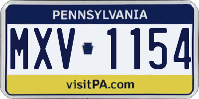 PA license plate MXV1154