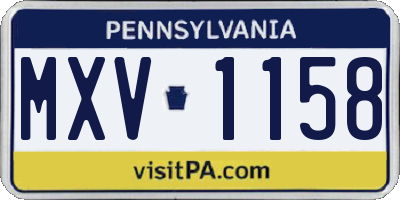 PA license plate MXV1158