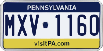 PA license plate MXV1160