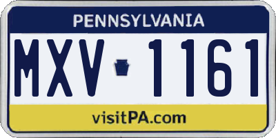 PA license plate MXV1161