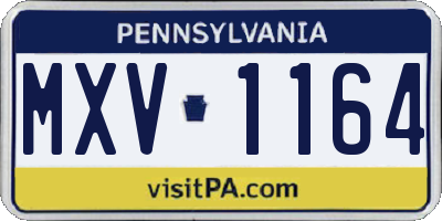 PA license plate MXV1164