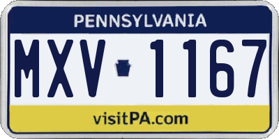 PA license plate MXV1167