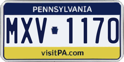 PA license plate MXV1170