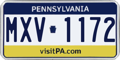PA license plate MXV1172