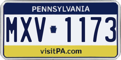 PA license plate MXV1173