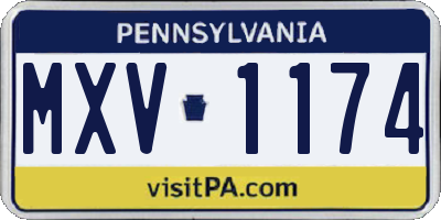 PA license plate MXV1174