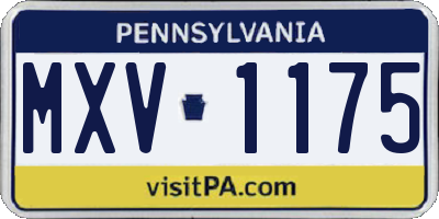 PA license plate MXV1175