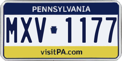 PA license plate MXV1177