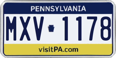PA license plate MXV1178