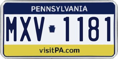PA license plate MXV1181