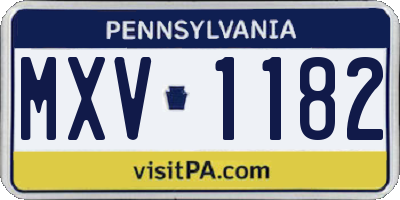 PA license plate MXV1182