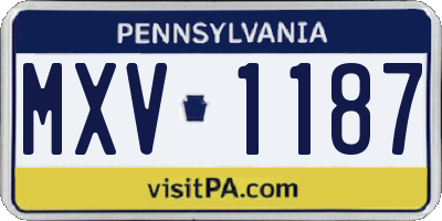 PA license plate MXV1187