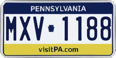 PA license plate MXV1188