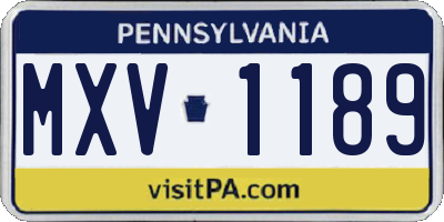 PA license plate MXV1189