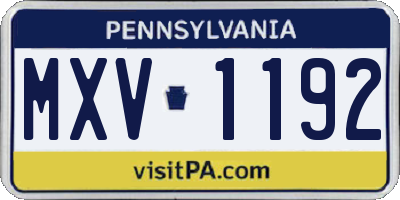 PA license plate MXV1192