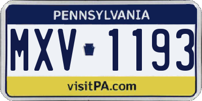 PA license plate MXV1193