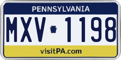 PA license plate MXV1198