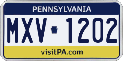 PA license plate MXV1202