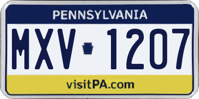 PA license plate MXV1207