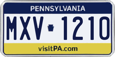 PA license plate MXV1210