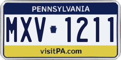 PA license plate MXV1211