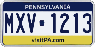 PA license plate MXV1213