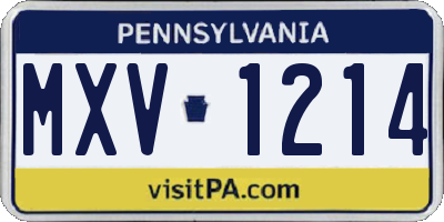 PA license plate MXV1214