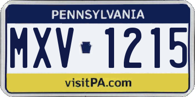 PA license plate MXV1215