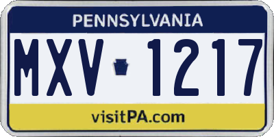 PA license plate MXV1217