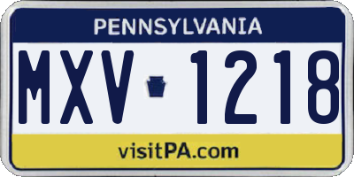 PA license plate MXV1218