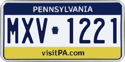 PA license plate MXV1221
