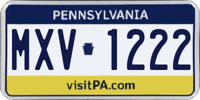 PA license plate MXV1222