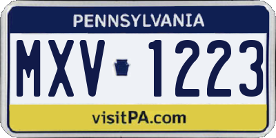 PA license plate MXV1223