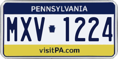PA license plate MXV1224
