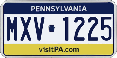 PA license plate MXV1225