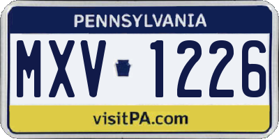 PA license plate MXV1226