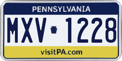 PA license plate MXV1228