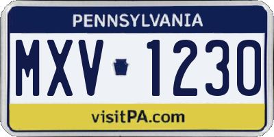 PA license plate MXV1230