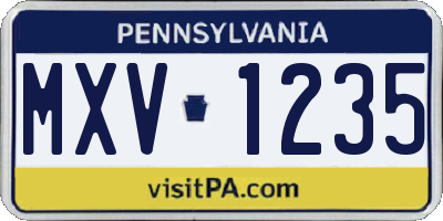 PA license plate MXV1235