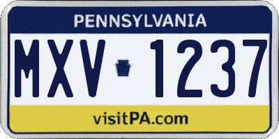 PA license plate MXV1237