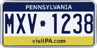 PA license plate MXV1238