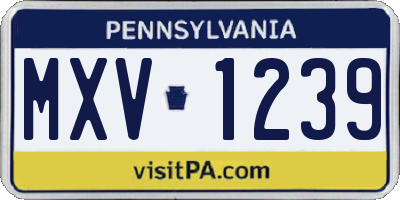 PA license plate MXV1239
