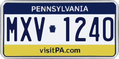PA license plate MXV1240