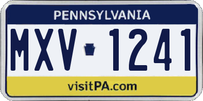 PA license plate MXV1241