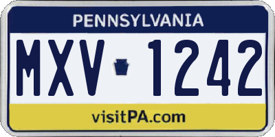 PA license plate MXV1242