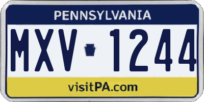 PA license plate MXV1244