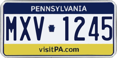 PA license plate MXV1245