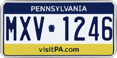 PA license plate MXV1246