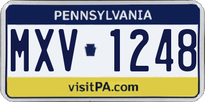 PA license plate MXV1248