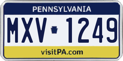 PA license plate MXV1249